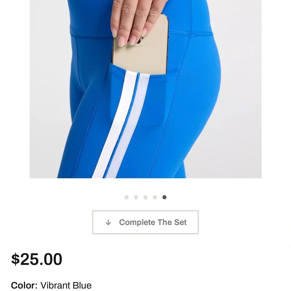 DSG Girls' Momentum High-Rise Leggings in Aqua Blue with White Stripes